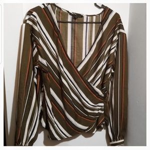 Haute Monde multi colored striped wrap blouse